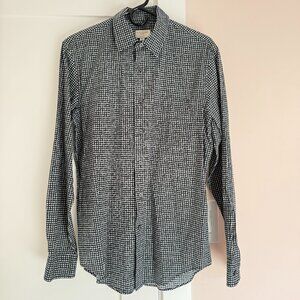 Club Monaco Dress Shirt Black White Slim Fit M